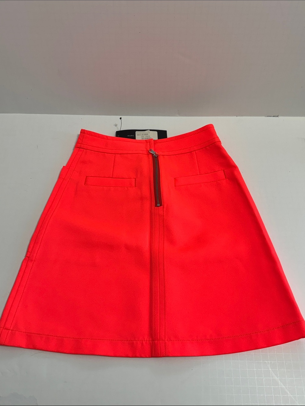 New Marc by Marc Jacobs Neon Red A-Line Skirt with Zipper Detail Size 0 $248